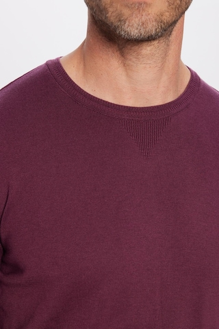 Tudors Erkek Standart Fit Normal Kesim Bisiklet Yaka Bordo Triko Kazak-25880
