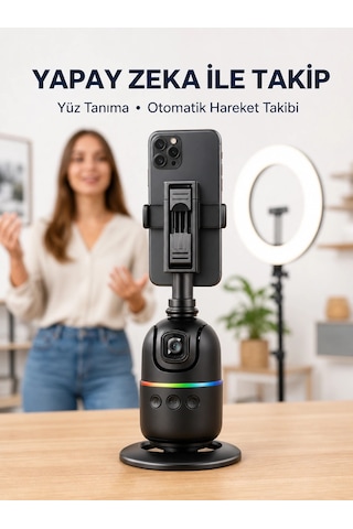 Mey İthalat Telefon Ve Kamera Uyumlu 360 Otomatik Takipli Akıllı Masa Tripodu Yeni Nesil
