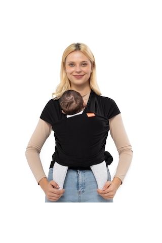 Noone Siyah Wrap Sling, Ergonomik Bebek Taşıma Şalı