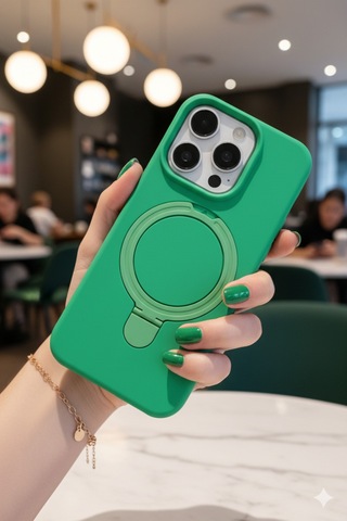 Apple Uyumlu iPhone 16 Pro Max Kılıf Soft Tasarım Magsafe Halka Stand İçi Kadife Kapak