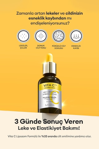 Missha Vita C Leke Karşıtı Sıkılaştırıcı Vitamin C Ampul 30 ML