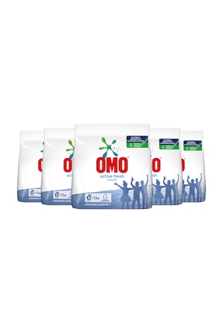 Omo Active Fresh Beyazlar için Toz Çamaşır Deterjanı 5 x 1500 G