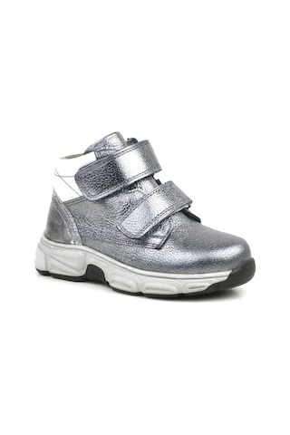 Rakerplus Hakiki Deri Platin Gri Cırtlı Kürklü Kız Çocuk Spor Bot Platin