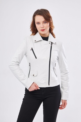 Derinss Dka1202 Hakiki Deri Kadın Beyaz Mont 001