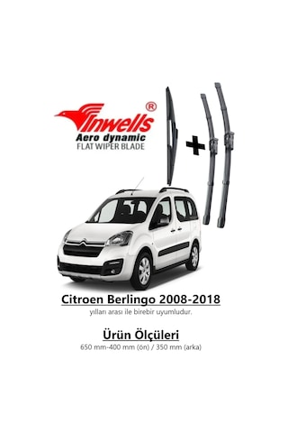 Inwells Citroen Berlingo 2008 - 2018 Ön ve Arka Aerodinamik Silecek Takımı