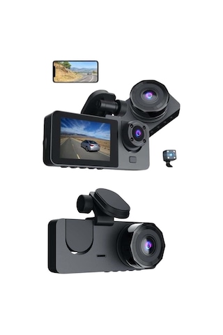 3 Kameralı 2 İnç 1080p Araç İçi Kamera Sürüş Kamerası Carplay - Lisinya Standart
