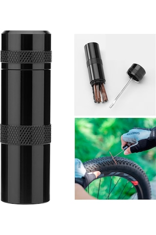 Rockbros Vvt-1puls Taşınabilir Bisiklet İçsiz Lastik Tamir Takımı Pin Kauçuk Şerit Aracı Saklama Kutusu İle Siyah