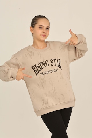 Toontoy Kız Çocuk Rısıng Star Baskılı Sweatshirt Bej