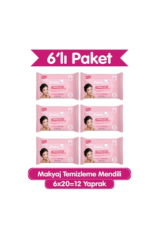 Paddlers 3'ü 1 Arada Makyaj Temizleme Mendili 6 x 20'li