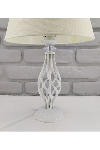 Beyaz Rustik Burgulu Taşlı Metal Ayaklı 30'luk Açık Krem Kumaş Krem