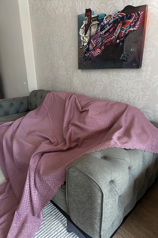 Sofline Kadife Şönil Koltuk Örtüsü, Kaymaz Kanepe Örtüsü, Koltuk Şalı 180 X 220cm Lila