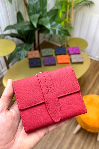 Premium Gift Rose Box - Lily Kırmızı Hakiki Deri Cüzdan Siyah Gül Kutusu Kırmızı