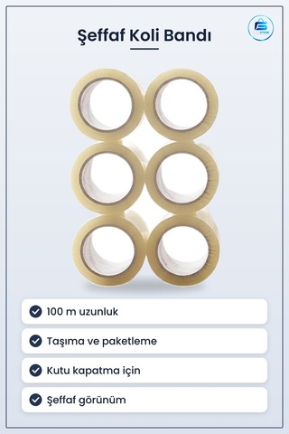 Şeffaf Koli Bandı 100 M 1 Adet Taşıma Ve Paketleme İşlemleri İçin Diğer