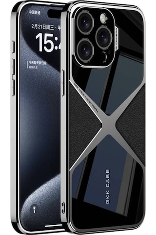 Apple Uyumlu iPhone 15 Pro Max Kılıf Ultra İnce Kamera Korumalı Pc + Deri Arka Yüzey Zore X-pro Kapak Siyah
