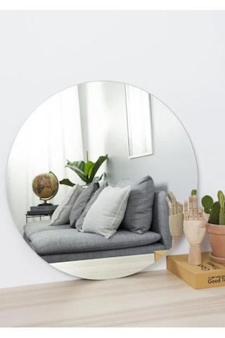 30 Cm Çap Çerçevesiz Yuvarlak Ayna 30 X 30 Gümüş