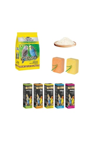 Muhabbet Kuşu Bakım Seti Yem, Kuş Kumu, Enerji Blok Ve Vitamin Destekli Komple Paket 0.75 LT - 2.5 LT - 12 KG