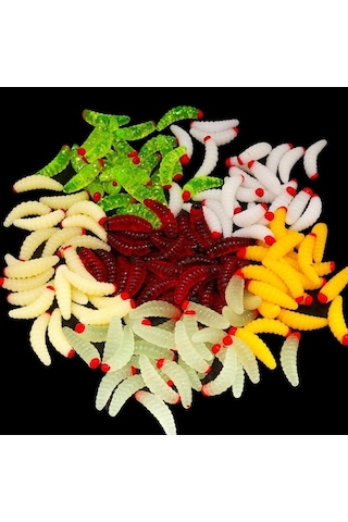 Tongxida 100 Adet Kırmızı Başlı Ekmek Solucanı Sahte Yem Paketi