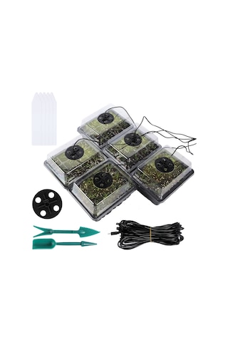 Sones 5 Set Bitki Tohumu Başlangıç Tepsisi Seti, Büyüme Işığıyla Fide Tepsisi Başlatıcısı Siyah