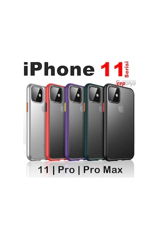 Apple Uyumlu iPhone 11 Kılıf Mat Yüzey Renkli Kenar Silikon Siyah