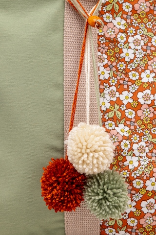 Fabric Craft Bag Omuz Çantası Kadın Duck Kumaş Desenli Büyük Boy Günlük Çanta Turuncu - Yeşil