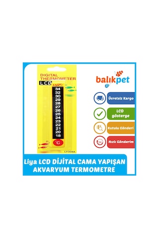 Liya Lcd Dijital Cama Yapışan Akvaryum Termometre Derecesi 13cm