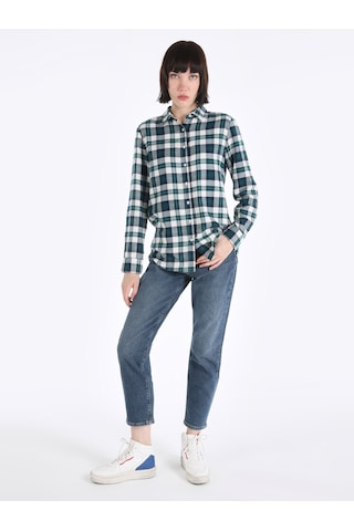 Colin's Colins Regular Fit Yeşil Kadın Uzun Kol Gömlek Cl1065887 Koyu Yeşil