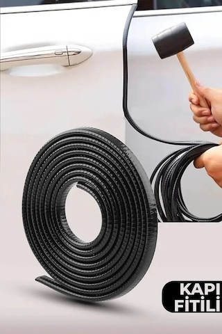 Volvo V60 Uyumlu Oto Araç Kapı Koruma Fitili 5 Metre Parlak Siyah Çarpma Ve Çizilme Önleyici Koruma Bandı