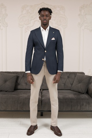 Paul Martin Slimfit İtalyan Yaka Astarlı Torba Cepli Blazer Ceket Lacivert