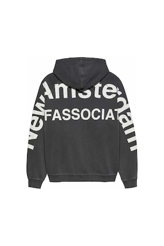 American Rag Cie Slightly Oversized Unisex Logo Line Hoodie - Rahat Ve Şık Kapüşonlu Süveter Siyah