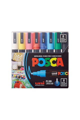Set 8 Akrilik Boya Kalemi Ters Çevrilebilir Orta Uçlu Kalem Uçları Kalemleri Kaya Boyama Kumaş Cam Boya Metal Boya Çok Renkli