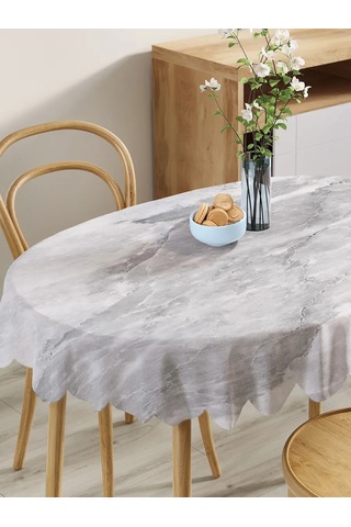 Joyarty Oval Masa İçin "mermer Desenli" Masa Örtüsü 140 110 Cm 421594808 Gri