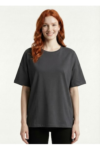 Neden Tekstil Kadın Relaxed Fit Koyu Gri T-shirt