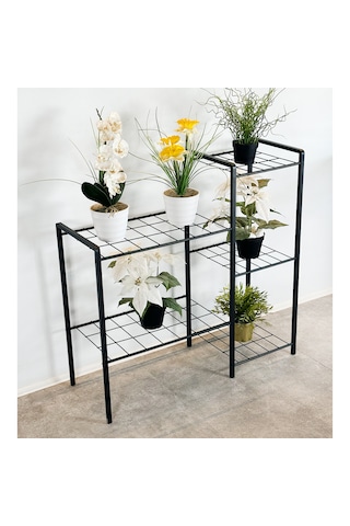 Metal Çiçek Standı Saksı Standı Çiçeklik Raf Bitki Rafı 2145