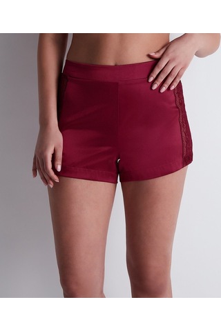 Aubade Midnight Whisper Shorty Dantelli Stretch Ipek Şort Külot Bordo