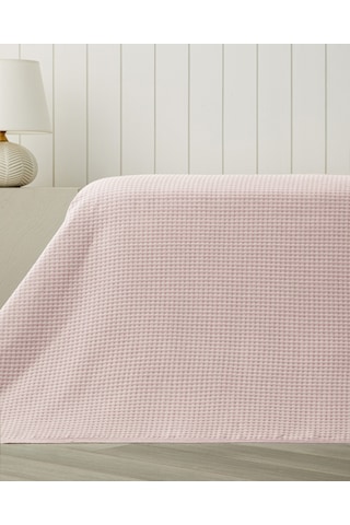 Modern Grid Çift Kişilik Pike 180x220 Cm Pembe