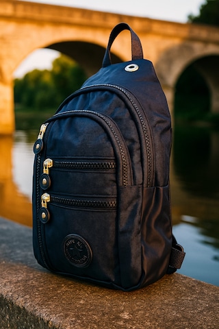 Newish Polo Kadın Krinkıl Kumaş Çapraz Tek Kol Göğüs Ve Omuz Sırt Çantası-crossbody Bag Siyah