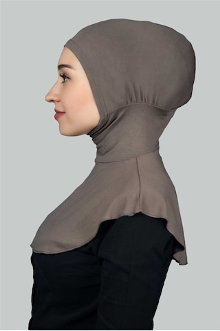 Altobeh Kadın Tesettür Pratik Boyunluklu Hijab - Sporcu Bone Koyu Vizon