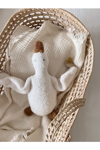 Sevimli Ördek Teddy Bebek Çocuk Uyku Arkadaşı Naturel Beyaz