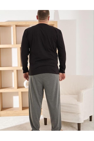 Pijamoni Erkek Battal Bisiklet Yaka Penye Uzun Kol Pijama Takımı 6700/5 - 1 Adet Siyah