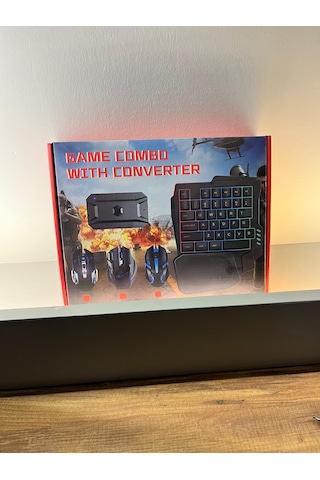 Kom 2+1 Klavye Mouse Mobil Oyunlar İçin Uyumlu Rgb Aydınlatmalı Tek El Klavye Lazer