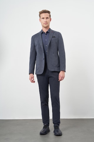 İmza Lacivert Ekose Desen Örme Mono Yaka Astarsız Çift Yırtmaç 2 Düğme 6 Drop Slim Fit Casual Ceket 1002245152 Lacivert