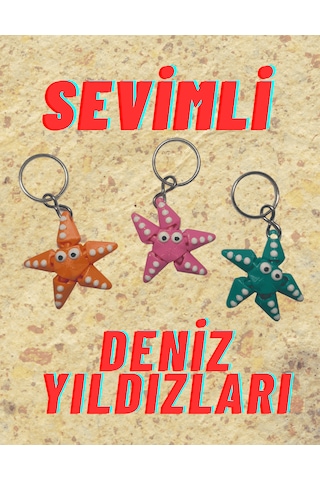Sevimli Hareketli Deniz Yıldızı Anahtarlık - 1 Adet Çok Renkli
