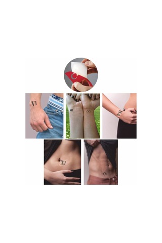 Enhavalı Roma Rakamı Dövme Kına Şablonu 5'li