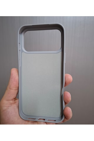 Apple Uyumlu iPhone 17 Pro Max Logolu İçi Kadife Silikon Lansman Kılıf Gri