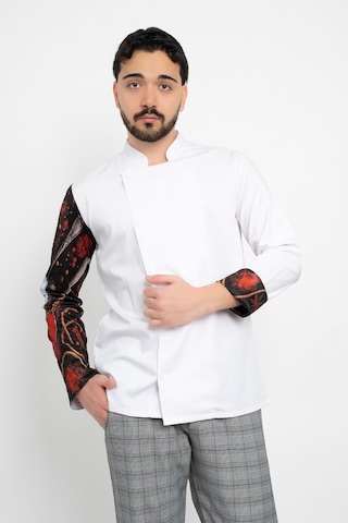 Baharat Desenli Beyaz Şef Ceket Aşçı Uniforma Chef Ceket Personel Kıyafeti