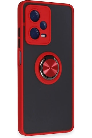 Xiaomi Redmi Note 12 Pro 5g Kılıf Montreal Yüzüklü Silikon Kapak - Kırmızı Düz Renkli