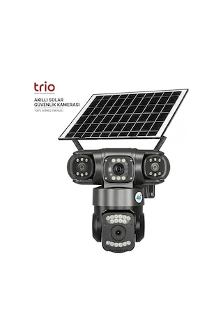 Trıo Tr-sgx349 4g Sim Güneş Enerjili Triple Lens Ptz Güvenlik Kamerası Gece Görüşlü