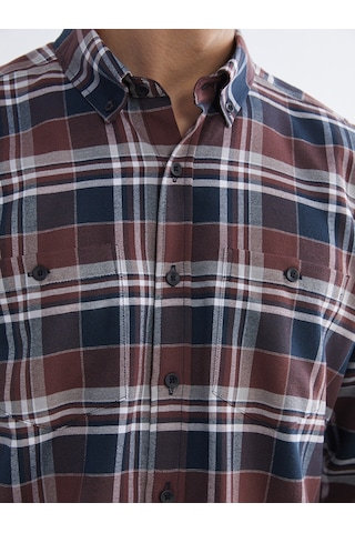 Lcwaıkıkı Classic Bordo Regular Fit Ekose Gabardin Erkek Gömlek