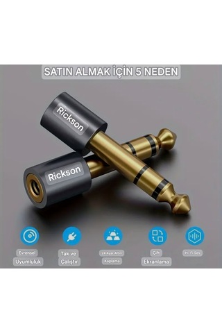 Riksoin 6.5mm To 3.5mm Dönüştürücü Ses Adaptörü Hi-fi Ses Teknolo