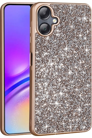 Zore Galaxy Uyumlu A06 Kılıf Parlak Taşlı Tasarım Sys Pırlanta Kapak - Gold Gold